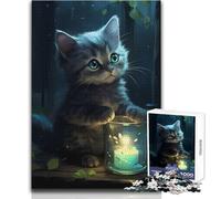 Puzzle Adulte Chats câlins phosphorescents - 1000 pièces - Jeu d'éveil Amusant et éducatif - Cadeau Surprise Original - Dimensions:50x75cm