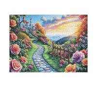 Puzzle Adulte Chemin Fleuri Chalet Rural Campagne Nature Sauvage 500 Pièces De Qualité Stimulant Amusant Et Captivant Idéal pour Soirées en Famille Et Amis 500 PCS（52×38cm）