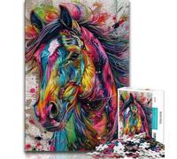 Puzzle Adulte Cheval Graffiti 1000 pièces pour Adultes et Adolescents pour Passer Un Bon Moment à la Maison et renforcer l'amour Entre Couples (50x75cm)