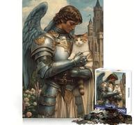 Puzzle Adulte Chevalier angélique et Chat 1000 pièces Développe la mémoire Loisirs Silencieux Bords Nets Cadeau Unique (50x75cm)