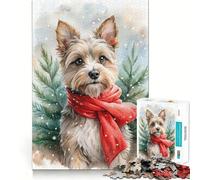 Puzzle Adulte Chien Aquarelle avec écharpe Rouge 1000 pièces Jeu de réflexion Cadeau Découpe de Haute précision Activité relaxante à Faire à Plusieurs en intérieur (38x26cm)