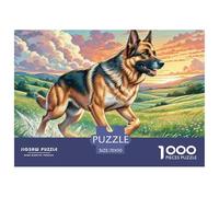 Puzzle Adulte Chien Berger allemand1000 Pièces Jeu Éducatif Puzzle Décoratif Scenic Scene Theme Puzzles Cadeaux pour Hommes pour Adultes Enfants 70x50cm/1000pcs