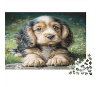 Puzzle Adulte Chien de Compagnie Mignon Chiot Cavalier King Charles Spaniel Jeu Éducatif Décoration Murale Cadeau 38x26cm 1000 pièces