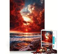 Puzzle Adulte Ciel et mer au Coucher du Soleil 1000 pièces Stimule la mémoire Calme et sérénité Bords Nets Pièce de Collection 38x52cm