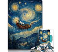 Puzzle Adulte Ciel Nocturne Père Noël 1000 pièces pour Adultes et Adolescents pour Passer Un Bon Moment à la Maison et renforcer l'amour Entre Couples (50x75cm)