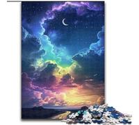 Puzzle Adulte Ciel Noir avec Nuages Arc-en-Ciel 1000 pièces Difficile, Jeu éducatif, défi, Cadeau d'anniversaire, décoration Murale (26x38cm)