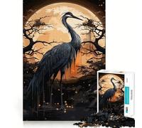 Puzzle Adulte Cigogne Noire Ancienne 1000 Pièces Jeu de mémorisation mentale Découpe de Haute précision Activité Manuelle Calme Exercice Mental à Faire à la Maison (38x26cm)