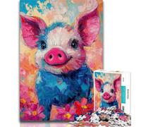Puzzle Adulte Cochon bébé Peinture à l'huile 1000 pièces pour Adolescents, Jouet éducatif intellectuel décompressant, Cadeau d'anniversaire, Cadeaux 50x75cm