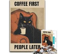 Puzzle Adulte Coffee First, People Later Cat Art, 1000 PCS