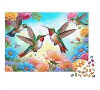 Puzzle Adulte Colibris à BloomPuzzles 1000 Pièces Défi Jouet Puzzle Décoratif Puzzles Cadeaux pour Les Mères Adultes Et Enfants À Partir De 14 Ans 38x26cm/1000pcs
