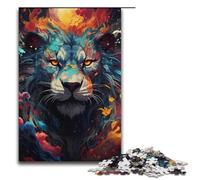 Puzzle Adulte coloré psychédélique Lion Dragon 1000 pièces Puzzle en Bois pour Adultes et Enfants à partir de 12 Ans Jouet éducatif 1000 pièces (38 x 26 cm)