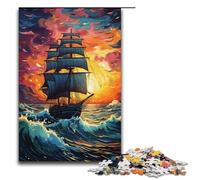 Puzzle Adulte coloré psychédélique voilier 1000 pièces Puzzle en Bois pour Adultes et Enfants à partir de 12 Ans Jouet éducatif 1000 pièces (38 x 26 cm)