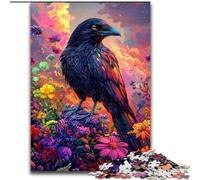 Puzzle Adulte Corbeaux et Fleurs 1000 pièces, Jeu Familial Anti-Stress, défi Difficile, Superbes Cadeaux et Jouets (50x75cm)