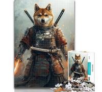 Puzzle Adulte Corgi Warrior Japonais 1000 pièces pour Adultes et Adolescents, pour Passer Un Bon Moment à la Maison et améliorer l'amour Entre Couples 50x75cm