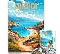 Puzzle Adulte Corse Méditerranée 1000 pièces pour Adolescents, Anti-Stress, défi Difficile, décoration d'intérieur Unique et Cadeaux 26x38cm