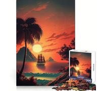 Puzzle Adulte Coucher de Soleil sur la Plage 1000 pièces Détente et mémoire Idéal pour Un Moment de Calme et de réflexion Cadeau de Noël idéal (38x52cm)