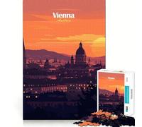 Puzzle Adulte Coucher de Soleil sur Vienne 1000 pièces,Jeu de réflexion,Cadeau,découpe de Haute précision,activité relaxante à Faire en Groupe à l'intérieur (38x52cm)