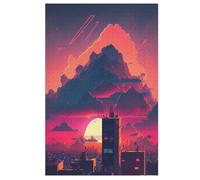 Puzzle Adulte Couchers de Soleil Peints à Tokyo 1000 Pièces pour Enfants À Partir De 12 Ans Puzzles en Bois Casse-tête 78×53cm