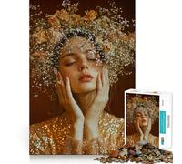 Puzzle Adulte Couronne de Fleurs Femme 1000 pièces Jeu de mémoire mentale de Haute précision Découpe Activité Manuelle Calme Exercice Mental à la Maison (38x52cm)