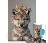 Puzzle Adulte Couronne du Roi Loup 1000 pièces,Jeu Stimulant l'esprit,découpe Laser de qualité supérieure,activité relaxante en Groupe à l'intérieur (38x26cm)