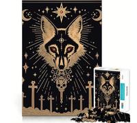 Puzzle Adulte Crâne de Loup et Croix 1000 pièces Jeu de mémoire Découpe de Haute précision Activité Manuelle Calme Exercice Mental à Faire à la Maison (50x75cm)