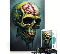 Puzzle Adulte Crâne de Zombie 1000 pièces,Jeu de Stimulation Cognitive,sans Espace,Assemblage précis,Cadeau d'anniversaire,Casse-tête (38x26cm)