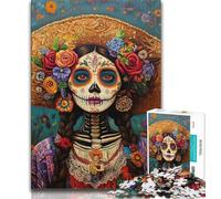 Puzzle Adulte Crânes mexicains 1000 pièces pour Adultes et Adolescents Collection de Jeux intellectuels Beaux-Arts (50x75cm)