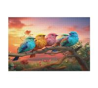 Puzzle Adulte Cute Oiseau 1000 Pièces pour Enfants À Partir De 12 Ans Puzzles en Bois Casse-tête （75×50cm）