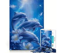 Puzzle Adulte Dauphin Aquarelle 1000 pièces,Jeu de réflexion,Cadeau,découpe de Haute précision,activité relaxante en Groupe à l'intérieur (50x75cm)