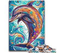 Puzzle Adulte Dauphins colorés 1000 pièces, Jouet éducatif intellectuel et décompressant, idéal pour la décoration de Bureau (38x52cm)