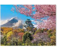 Puzzle Adulte de 1000(75x50cm) pièces, château d’Osaka (Japon) et Fleurs de Cerisier du Mont Fuji, Jouet éducatif pour Adultes et Enfants, Cadeau personnalisé
