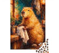 Puzzle Adulte De 1000 Pièces, Capybara in an Artists Studio, 52x38cm/1000pcs, Carton Blanc pour Un Tri Facile; Moment De Détente Après Le Travail