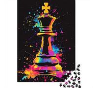 Puzzle Adulte De 1000 Pièces, Colorful Chess King, 52x38cm/1000pcs; Projet De Table À Partager; Pièces en Carton Blanc Faciles À Manipuler