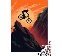 Puzzle Adulte De 1000 Pièces, Downhill MTB Sunset, 70x50cm/1000pcs; Pièces Blanches avec Peu De Poussière; Temps en Famille Loin des Écrans