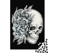 Puzzle Adulte De 1000 Pièces, Flower Skull Right Side, 52x38cm/1000pcs; Activité Posée pour Les Soirées Calmes; Carton Blanc pour Un Tri Facile