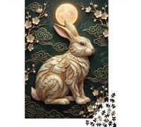 Puzzle Adulte De 1000 Pièces, Golden Rabbit Under The Moon, 52x38cm/1000pcs, À Continuer Lors D’Une Prochaine Soirée; Pièces Lisses en Carton Blanc