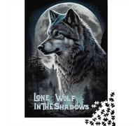 Puzzle Adulte De 1000 Pièces, Lone Wolf in The Shadows, 70x50cm/1000pcs, Pièces Blanches pour Un Tri Ordonné; À Compléter en Plusieurs Sessions