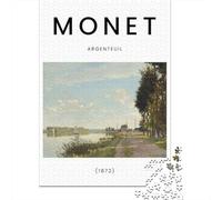Puzzle Adulte De 1000 Pièces, Monet Argenteuil River, 52x38cm/1000pcs; pour des Moments Calmes sans Écran; Carton Blanc avec Une Surface Lisse