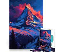 Puzzle Adulte de 1000 pièces Mont Cervin Pixel Art Perfect Edge Play Jeu de Concentration mentale Jeu Lent et Amusant Cadeau d'anniversaire Artistique (50x75cm)