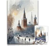 Puzzle Adulte de 1000 pièces, Motif Aquarelle de Moscou Jeu d'éveil et de réflexion Amusant Idée Cadeau Originale et surprenante Dimensions:38x52cm