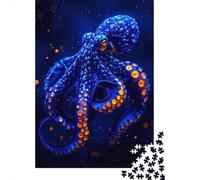 Puzzle Adulte De 1000 Pièces, Neon Octopus Sea Dept, 38x26cm/1000pcs, Projet À Partager avec des Proches; Carton Blanc avec Une Surface Lisse