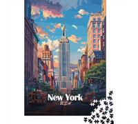 Puzzle Adulte De 1000 Pièces, New York Cityscape with Empire State, 70x50cm/1000pcs, pour Un Loisir Calme Et Régulier; Carton Blanc Lisse pour Un Tri Simple