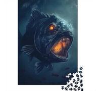 Puzzle Adulte De 1000 Pièces, Piranha Evil Scary Horror, 52x38cm/1000pcs, Projet Tranquille pour Le W nd; Carton Blanc pour Un Tri Facile