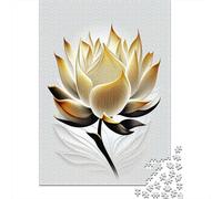 Puzzle Adulte De 1000 Pièces, Reflection of Peace Lotus, 38x26cm/1000pcs; Pièces Blanches avec Peu De Poussière; Temps en Famille Loin des Écrans