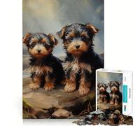 Puzzle Adulte de 1000 pièces représentant des Chiots Yorkshire Terrier Jeu de mémorisation mentale de Haute précision Activité Manuelle Calme et stimulante pour l'esprit à Faire à la Maison (50x75cm)