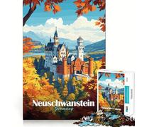 Puzzle Adulte de 1000 pièces représentant Le château de Neuschwanstein (38x26cm), idéal pour la détente et Les Loisirs créatifs (38x26cm)