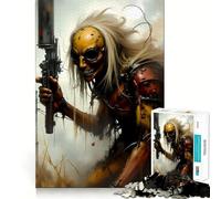 Puzzle Adulte de 1000 pièces représentant Un Guerrier Post-apocalyptique armé d'un Fusil (50x75cm) Casse-tête Relaxant et ludique Idée Cadeau pour Le Père Noël