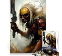 Puzzle Adulte de 1000 pièces représentant Un Guerrier Post-apocalyptique armé d'un Fusil Jeu de réflexion et de détente Cadeau Artistique (38x52cm)