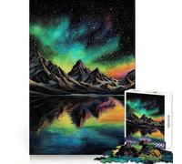 Puzzle Adulte de 1000 pièces représentant Un lac de Montagne et Une Aurore boréale,avec des Crayons de Couleur Idéal pour Un Moment de détente et de réflexion Pendant la Lecture Parfait pour Noël