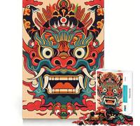 Puzzle Adulte de 1000 pièces représentant Un Masque Oni Yokai Japonais 38x26cm Jeu de réflexion Stimulant et divertissant pour Toute la Famille